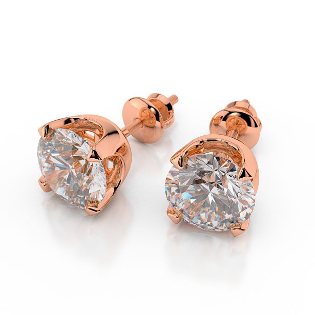 Classic Round Cut Diamond Earrings in Rose Gold 0.20ct H/SI2