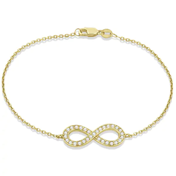 Diamond Sideways Large Infinity Bracelet in 14k Yellow Gold 0.40 ct